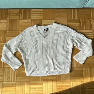 Express V neck white sweater